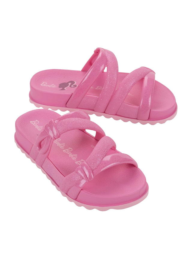 Zaxy Barbie Pop Lace Slide for Kids and Teens - Pink/Pink