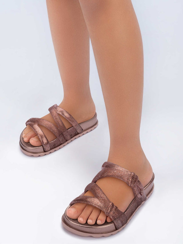 Zaxy Barbie Pop Lace Slide for Kids and Teens - Metallic Pink/White