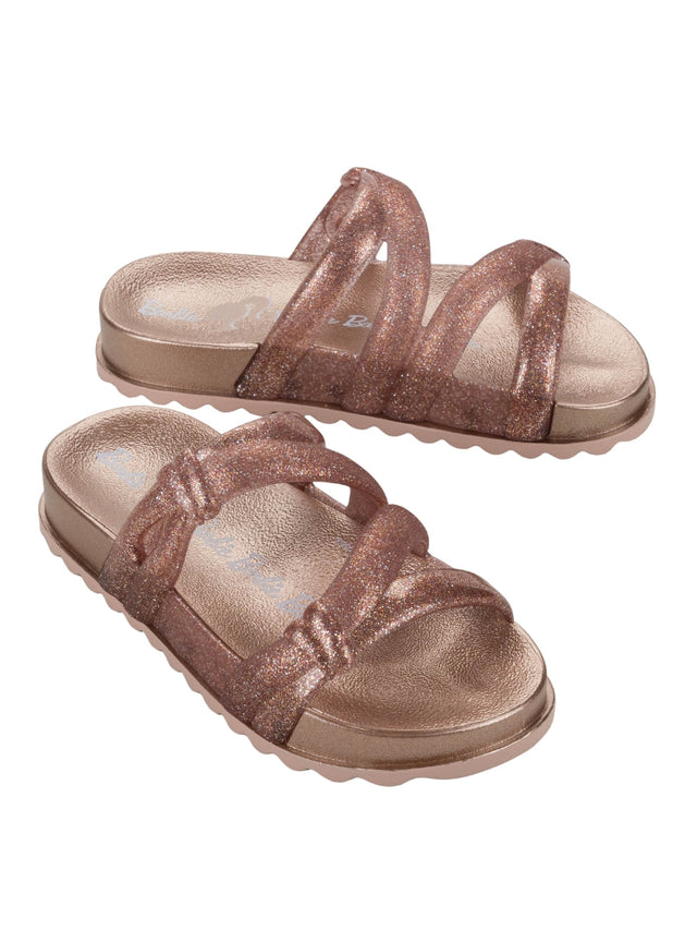 Zaxy Barbie Pop Lace Slide for Kids and Teens - Metallic Pink/White