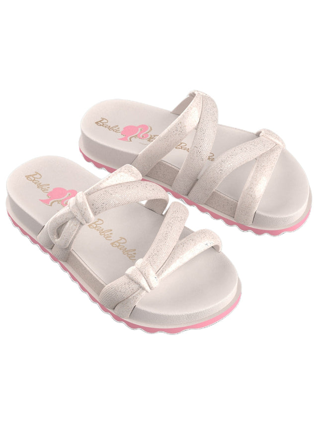 Zaxy Barbie Pop Lace Slide for Kids and Teens - Beige/Pink