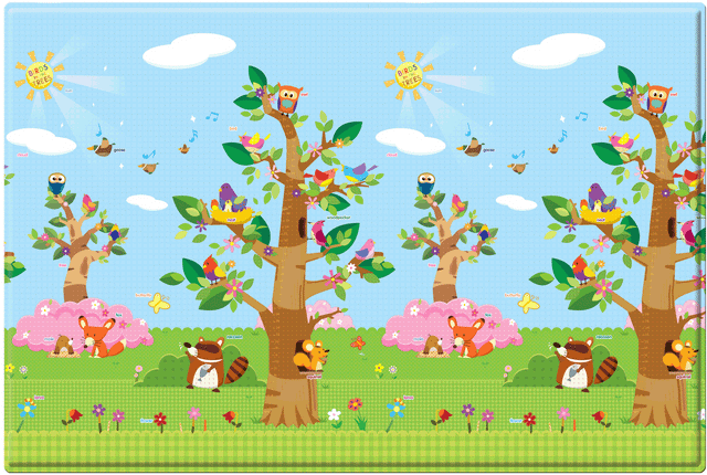 LARGE Double Sided Play Mat – Birds and Trees
